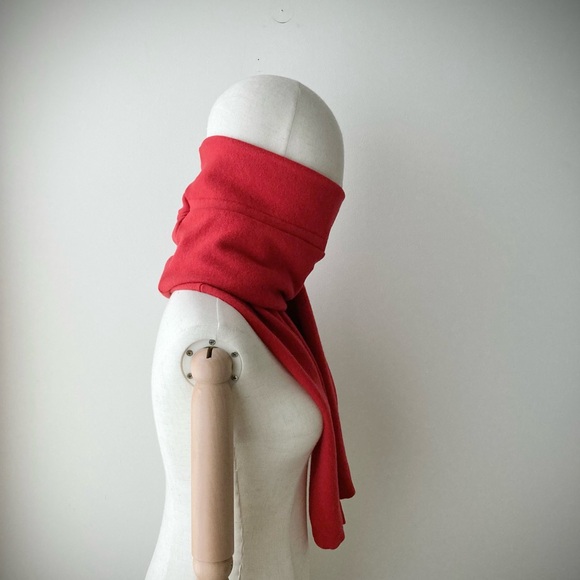 joodito 100% cashmere origami boro sweater scarf wrap cowl shawl winter warm red - Picture 5 of 9